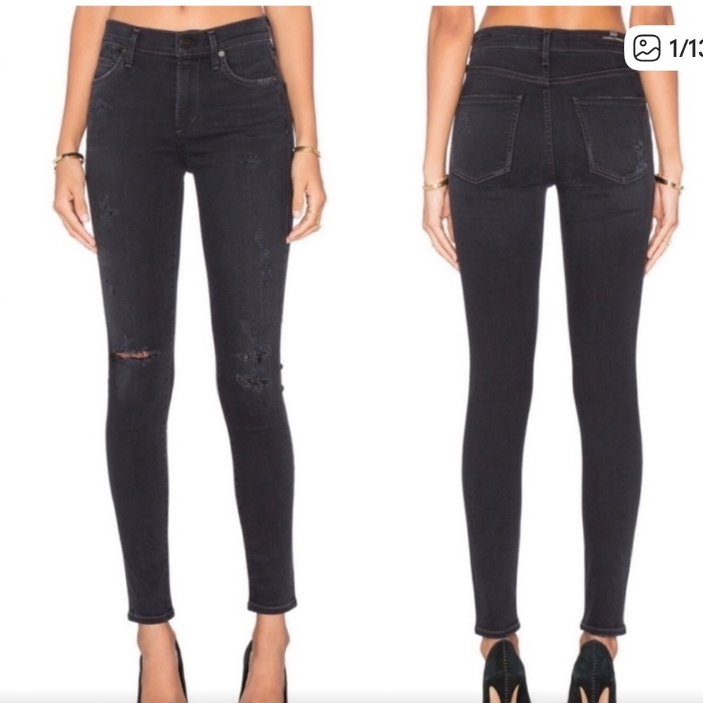 Citizens of Humanity Distressed Rocket High
Rise Skinny Black Jeans